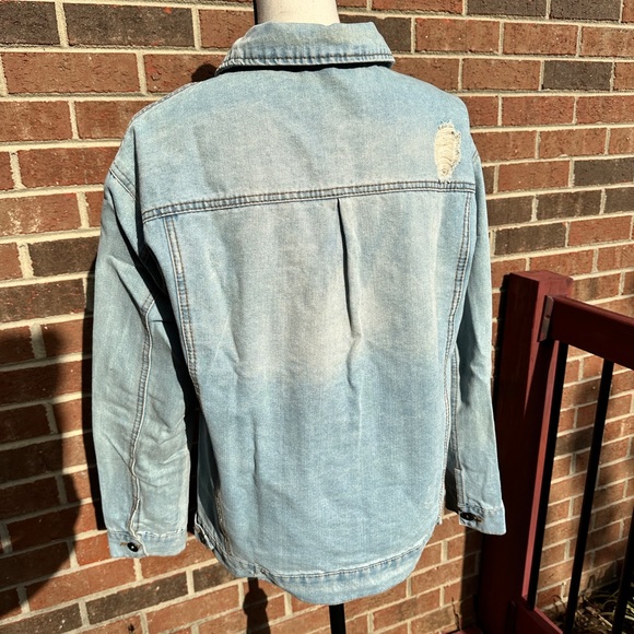 Light blue, distressed, denim jacket, size med - Picture 9 of 13